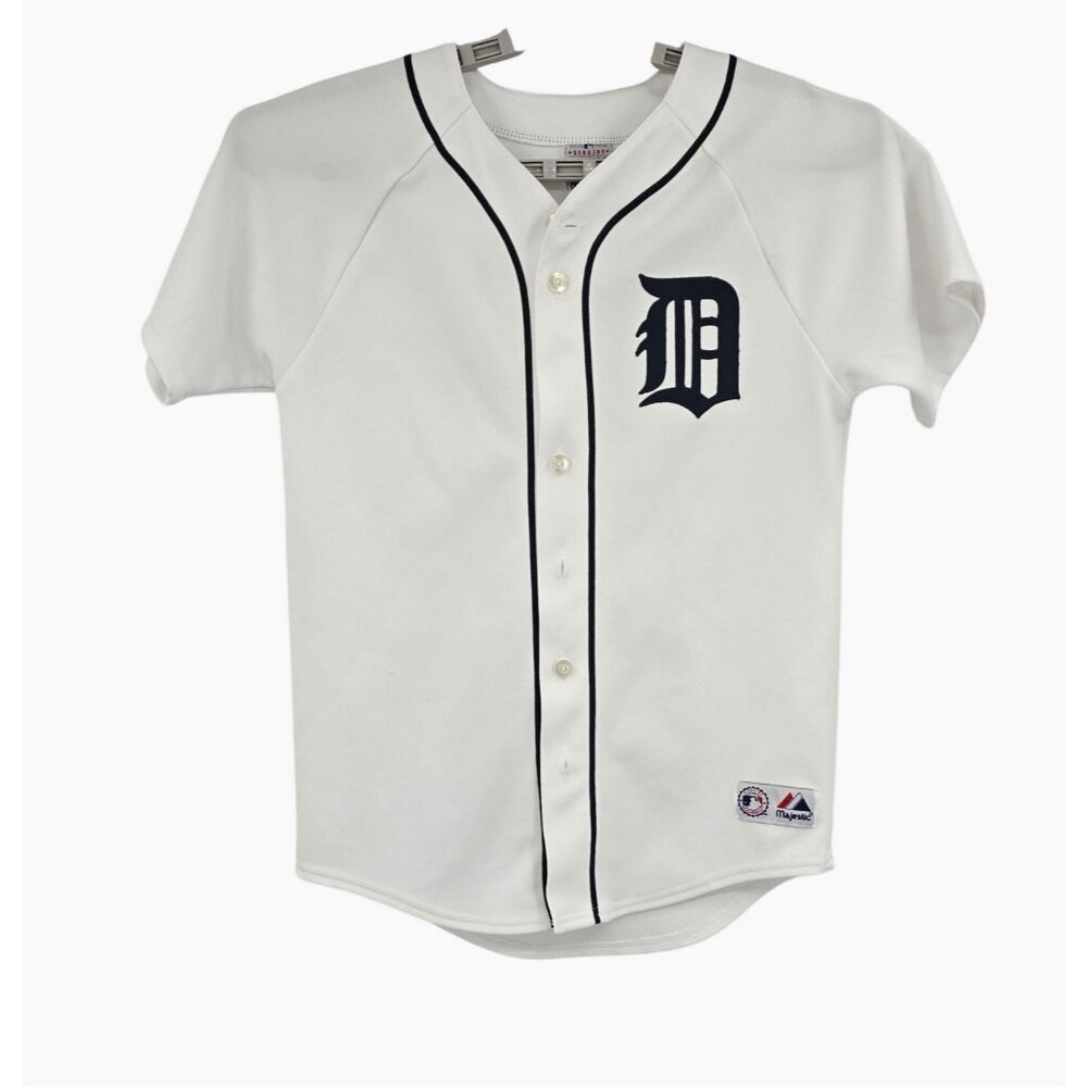 Detroit Tigers Youth Jersey By Majestic Large White MLB Baseball Shirt
